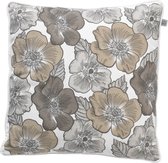 SIMONE - Kussenhoes met bloemenprint zand 45x45 cm