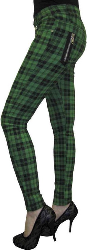 Banned - CHECK Skinny fit broek - L - Groen