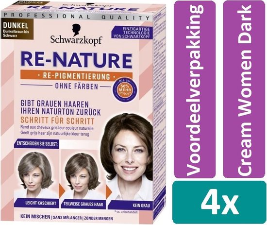 bol.com | Schwarzkopf Re-nature Cream Women Dark 4 stuks Voordeelverpakking