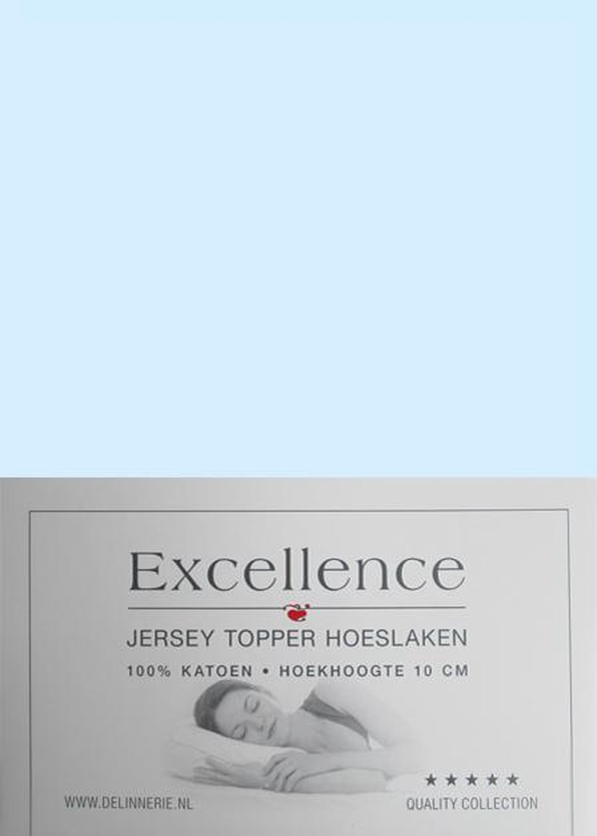 Excellence Jersey Topper Hoeslaken - Eenpersoons - 90/100x210/220 cm - Light Blue