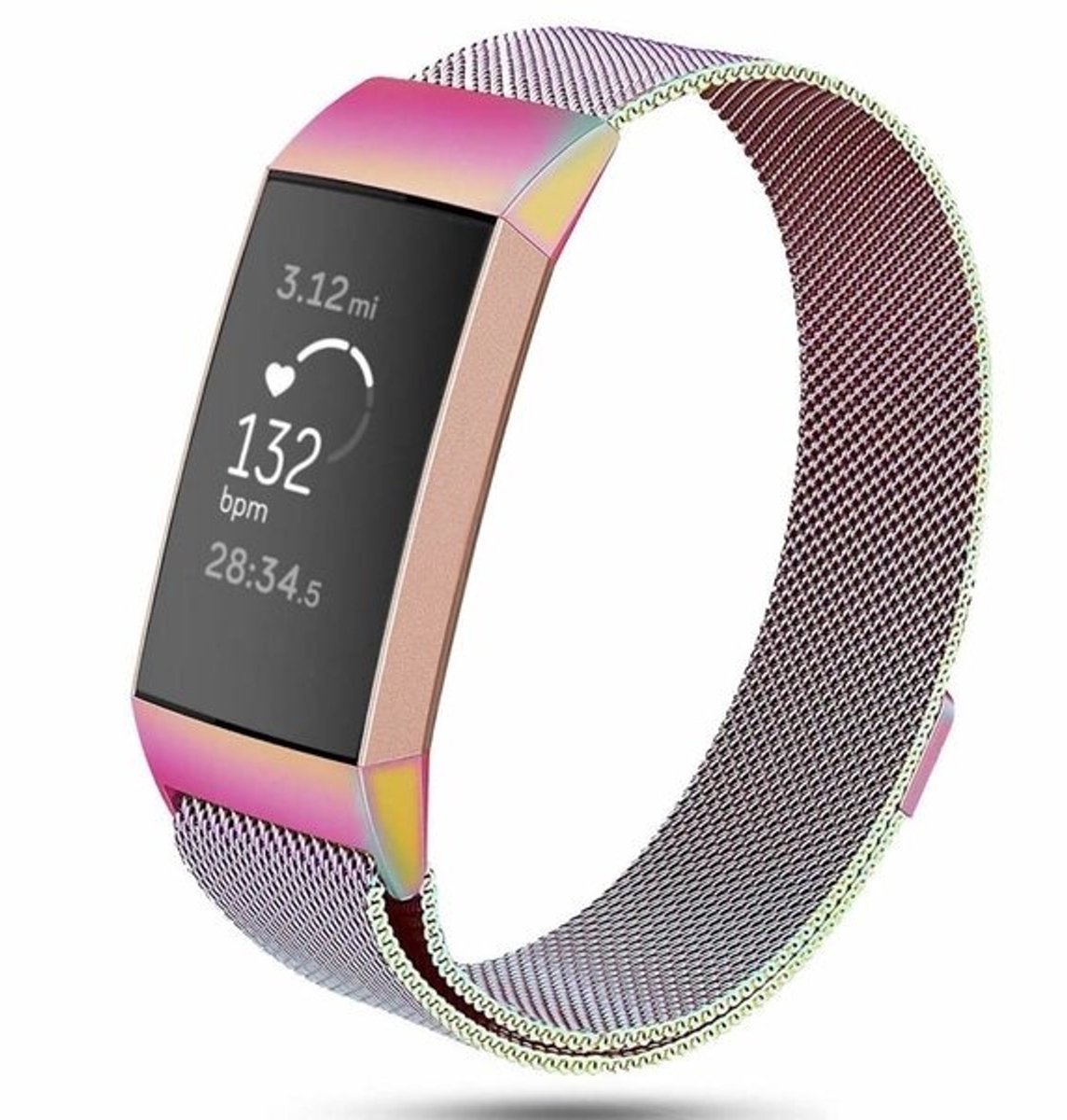 Fitbit Charge 3 Milanese band (regenboog) - Afmetingen: Maat S