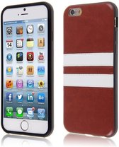 GadgetBay Leather Stripe Cover iPhone 6 6s - Bruin TPU hoesje witte strepen