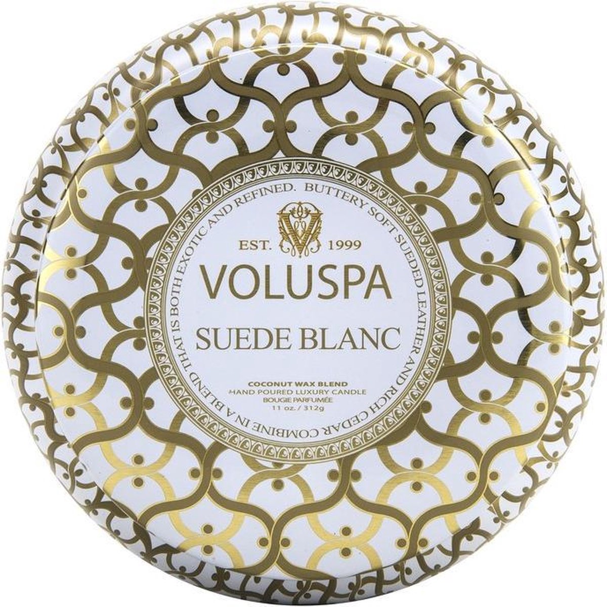 Voluspa Maison Metallo - Geurkaars - 310gr - Suede Blanc