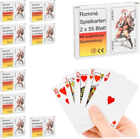 relaxdays 10x rummy - bridge - elk 2 x 55 kaarten - - skaat -... | bol.com