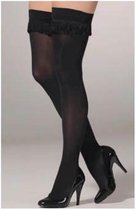 Pretty Polly Fringing Opaque Over the Knee Hold Ups M/L - Zwart - APD2