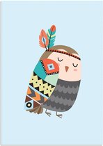 DesignClaud Vogel - Indianen Stijl - Tribal - Kinderkamer poster - Babykamer poster A3 + Fotolijst wit