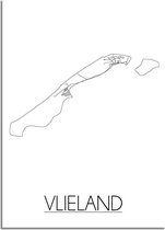 DesignClaud Vlieland Plattegrond poster A4 + Fotolijst zwart