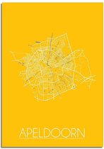 DesignClaud Apeldoorn Plattegrond poster Geel A4 + Fotolijst zwart (21x29,7cm)