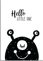 DesignClaud Hello Little One - Beest - Zwart wit poster A3 + Fotolijst zwart