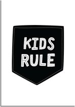 DesignClaud Kids Rule - Kinderkamer poster - Zwart wit A2 + Fotolijst wit
