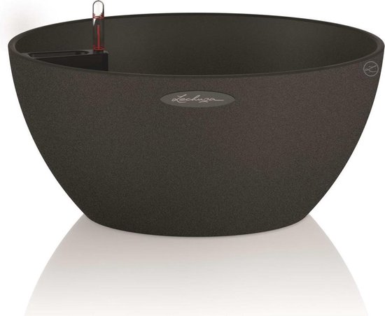 LECHUZA CUBETO Stone 30 - Plantenbak - met uitneembare binnenbak - met bewateringssysteem - ALL-IN-ONE set met LECHUZA-PON - grafietzwart