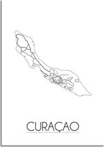 DesignClaud Curacao Plattegrond poster A3 + Fotolijst zwart
