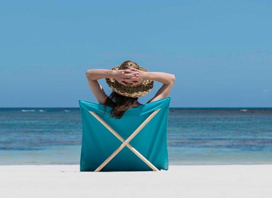 Strandstoel | Opvouwbaar | Canvas & Grenen | Beach-chair | Beach-lounger |  Turquoise | bol.com