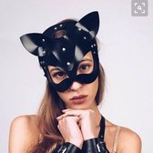 Luxe Cosplay Masker - Zwart - PU Leer - Kat - Sexy - Masquerade