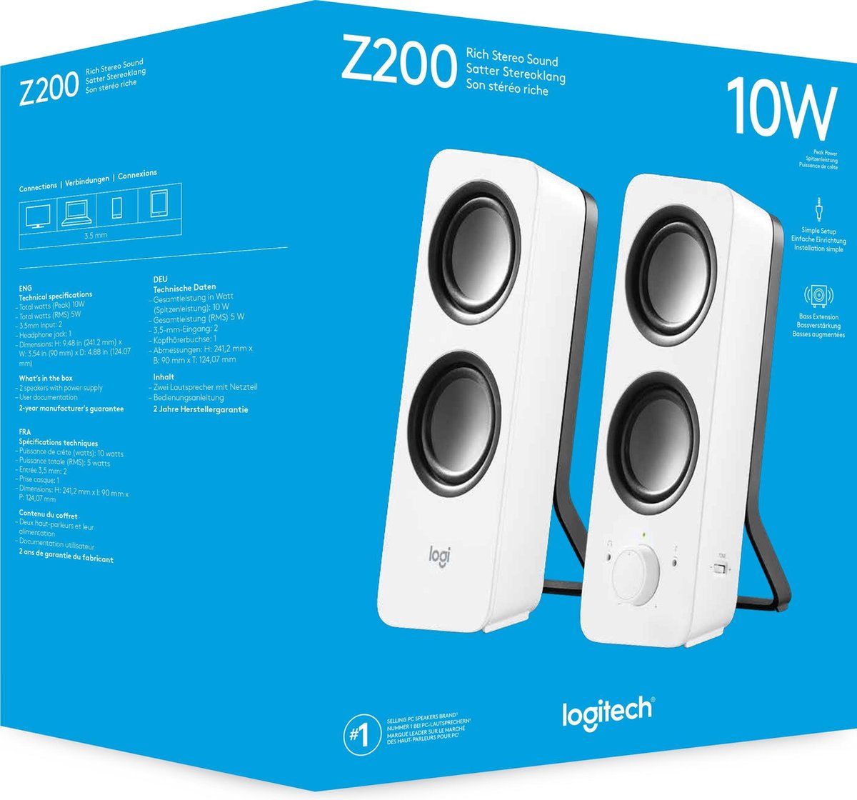 Logitech Z200 - Multimedia Speakers - Wit | bol.com