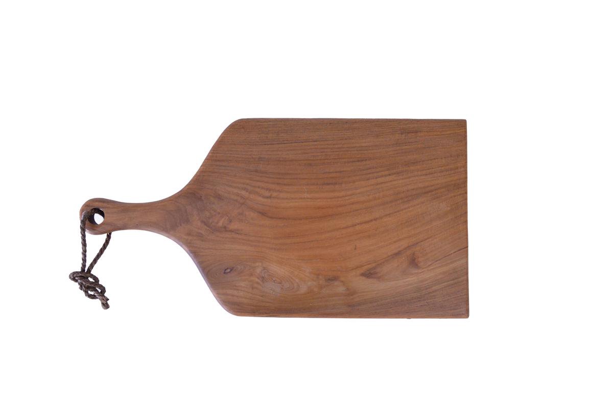 Tapas plank / brood plank / serveerplank - Teak hout - werkblad van 30 bij 24 cm met steel - Handmade - Tall Men Standing