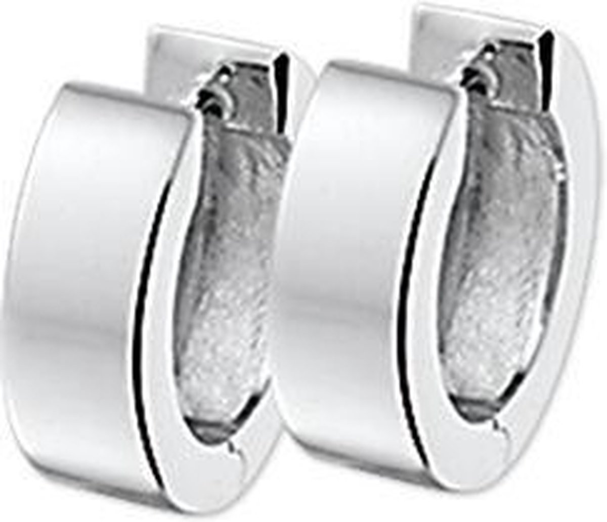 YO&NO - Oorbellen - Zilver - Oorringen - Klap - Vlak - 4mm - 12,5 mm - Sieraden vrouw - Gerhodineerd - Zilver 925