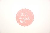 stickers It's a girl roze geboorte cadeauzegels sluitzegels 12 stuks