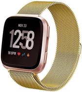 Milanees Smartwatch bandje - Geschikt voor  Fitbit Versa / Versa 2 Milanese band - goud - Maat: L - Horlogeband / Polsband / Armband