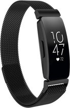 Milanees Smartwatch bandje - Geschikt voor  Fitbit Inspire  Milanese band - zwart - Maat: L - Horlogeband / Polsband / Armband