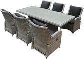 Bilbao Menorca dining tuinset 220x100xH75 cm 7-delig verstelbaar wit grijs