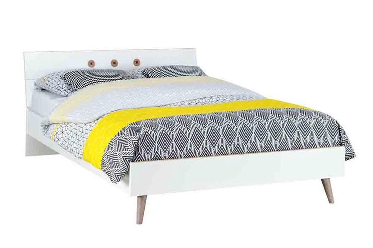 Beddenreus Sasha Houten Bedframe 140x200 cm Wit/eiken