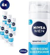 NIVEA MEN Sensitive Cool Scheerschuim - 6 x 200 ml - Voordeelverpakking