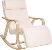 Schommelstoel Met Voetensteun en Zijzakje in Zweedse Stijl - Verstelbare Ligstoel – Relaxing Chair – Linnen – Beige