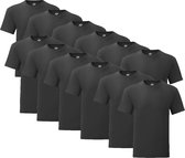 Senvi - 12 pack Zwarte Shirts - Ronde hals - Maat M - Getailleerd