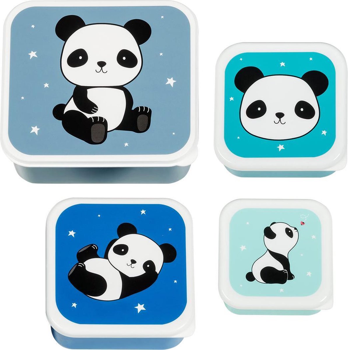 A Little Lovely Company - Brooddoos - Broodtrommel -Lunch & snack box set van 4 - Panda