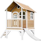 AXI Tom Maison Enfant avec Toboggan blanc - Aire de Jeux pour l'extérieur en marron & blanc - Maisonnette / Cabane de Jeu en Bois FSC