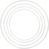 Set van 10 metalen ringen wit in verschillende maten