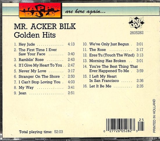 Golden Hits - CD, Mr. Acker Bilk | Muziek | bol