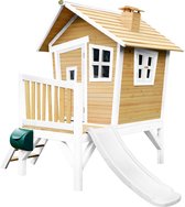 AXI Robin Speelhuis in Bruin/Wit - Met Verdieping en Witte glijbaan - Speelhuisje op palen met veranda - FSC hout - Speeltoestel voor de tuin