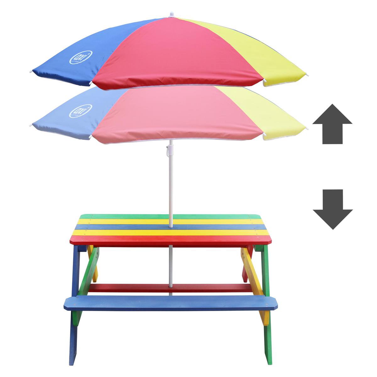 Axi Nick Picknicktafel 95x97x48 Met Parasol Hout Antraciet/bruin