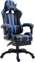 Luxe Gamestoel Zwart blauw (Incl LW Fleece deken) met Voetenbankje - Gaming Stoel - Gaming Chair - Bureaustoel racing - Racestoel - Bureau stoel gamen