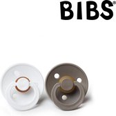 Bibs Fopspenen 0 6 maanden set 2 stuks (White,Dark oak) Maat 1 Tutjes