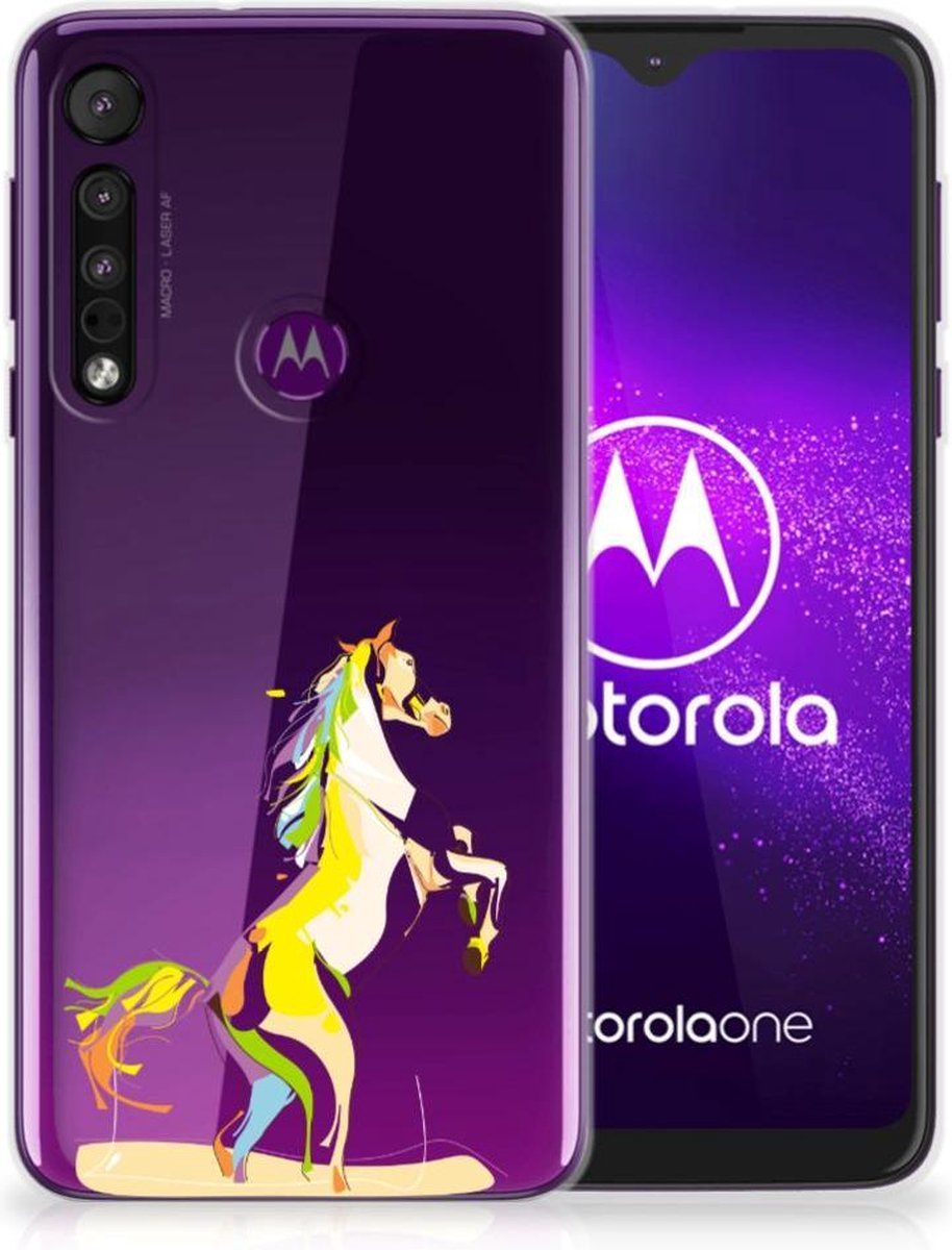 Motorola One Macro Telefoonhoesje met Naam Horse Color