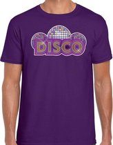 Disco feest t-shirt paars voor heren 2XL