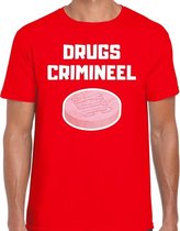 Drugs crimineel verkleed t-shirt rood voor heren S