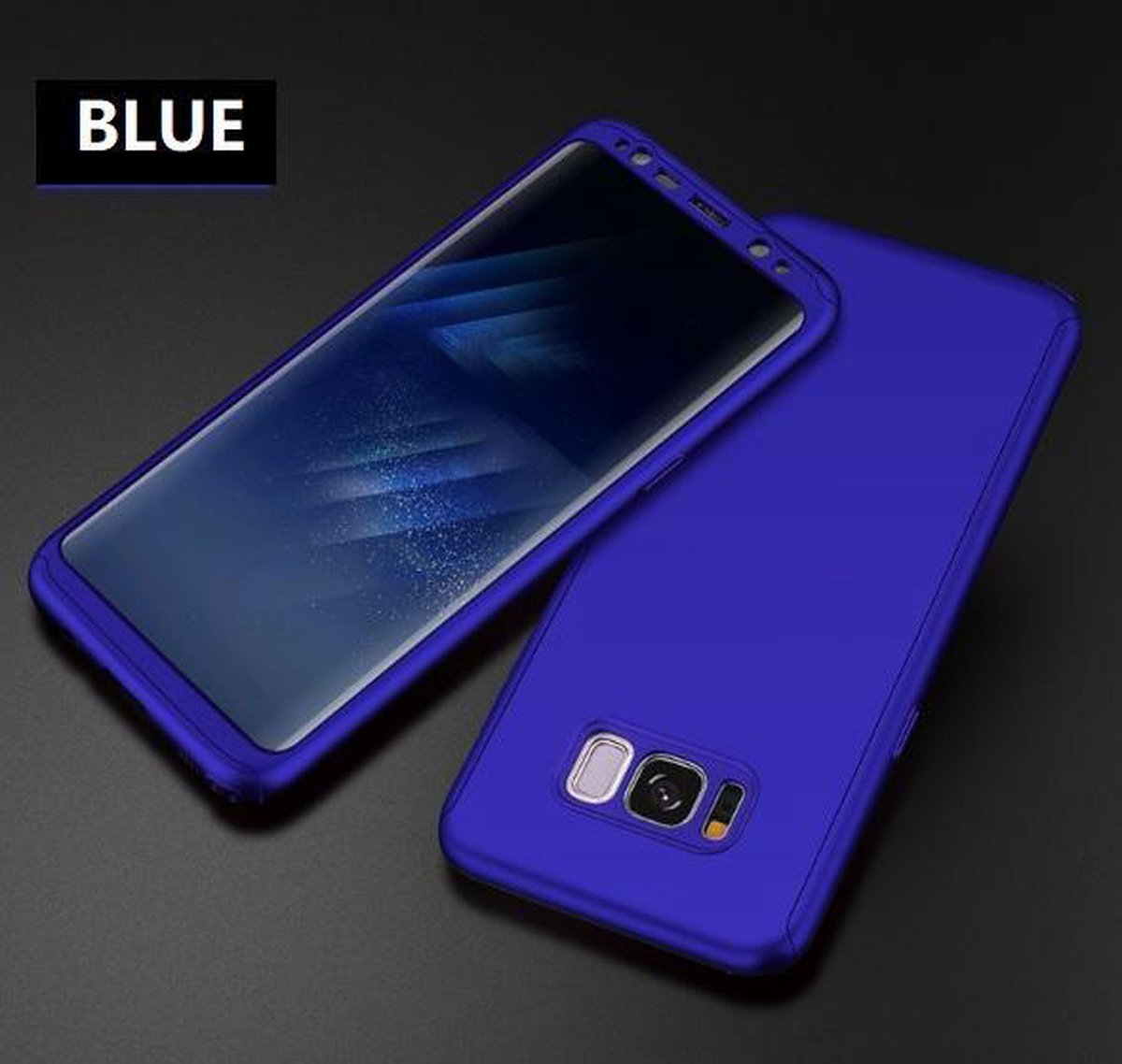 360-graden Frosting Beschermhoesje Set voor Galaxy S8 Plus_ Blauw