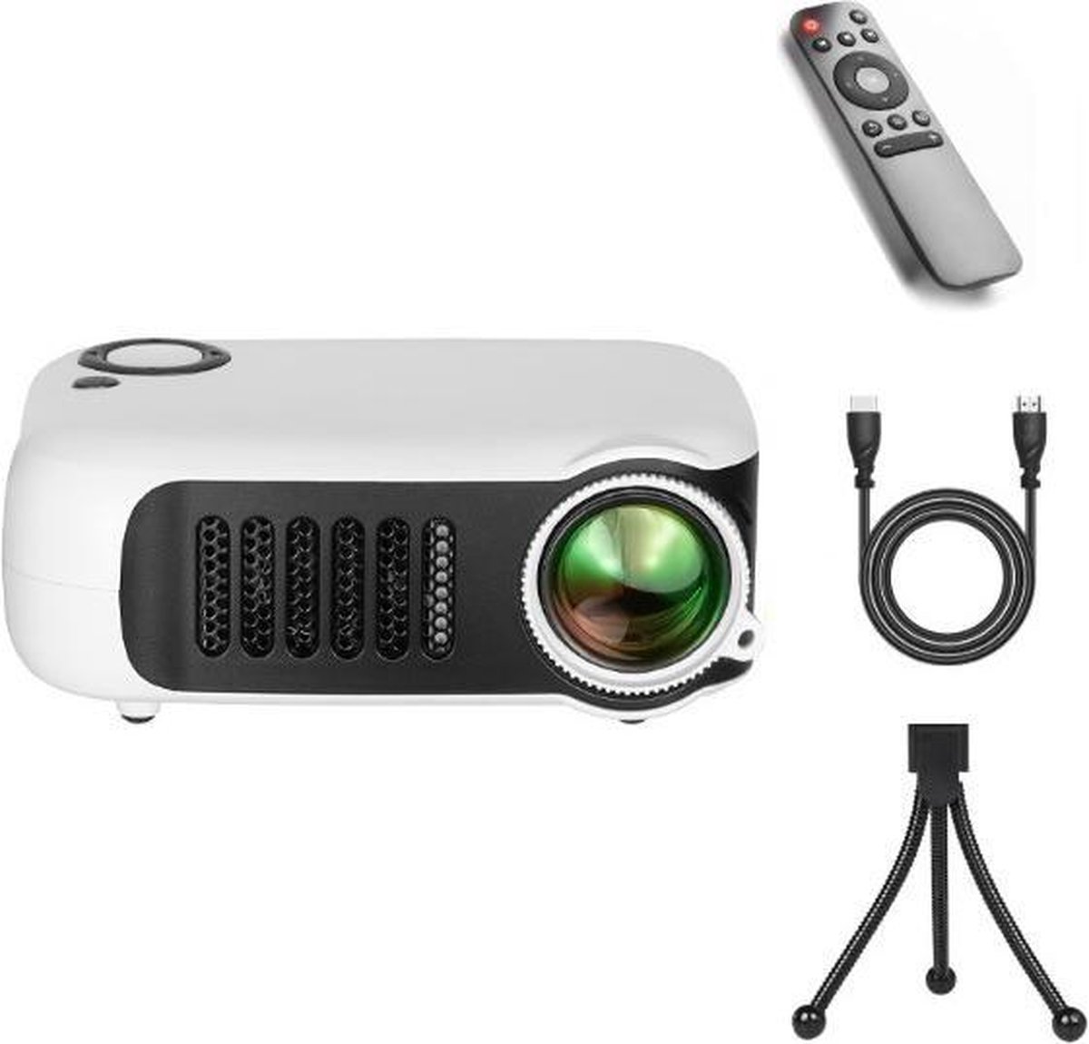 Upgrade Mini Beamer - Mini Beamer Projector - Pocket Beamer A2000 - Inclusief HDMI kabel - Draagbaar - Wit - Merkloos