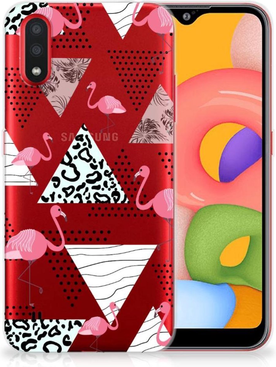 Samsung Galaxy A01 TPU Hoesje Flamingo Triangle