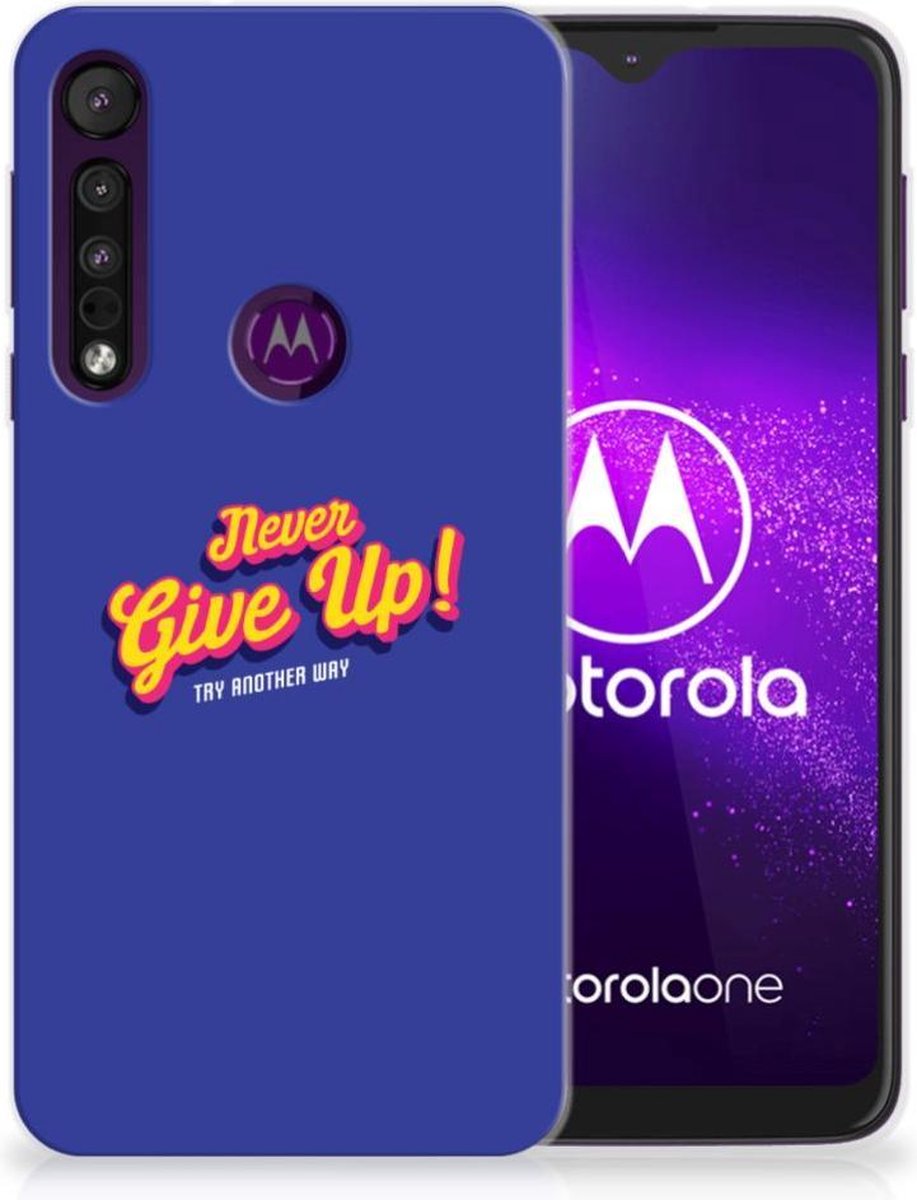 Motorola One Macro Siliconen hoesje met naam Never Give Up