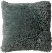 Dutch Decor FLUFFY - Sierkussen 45x45 cm - superzacht - effen kleur - Jadeite - lichtgroen - Inclusief binnenkussen