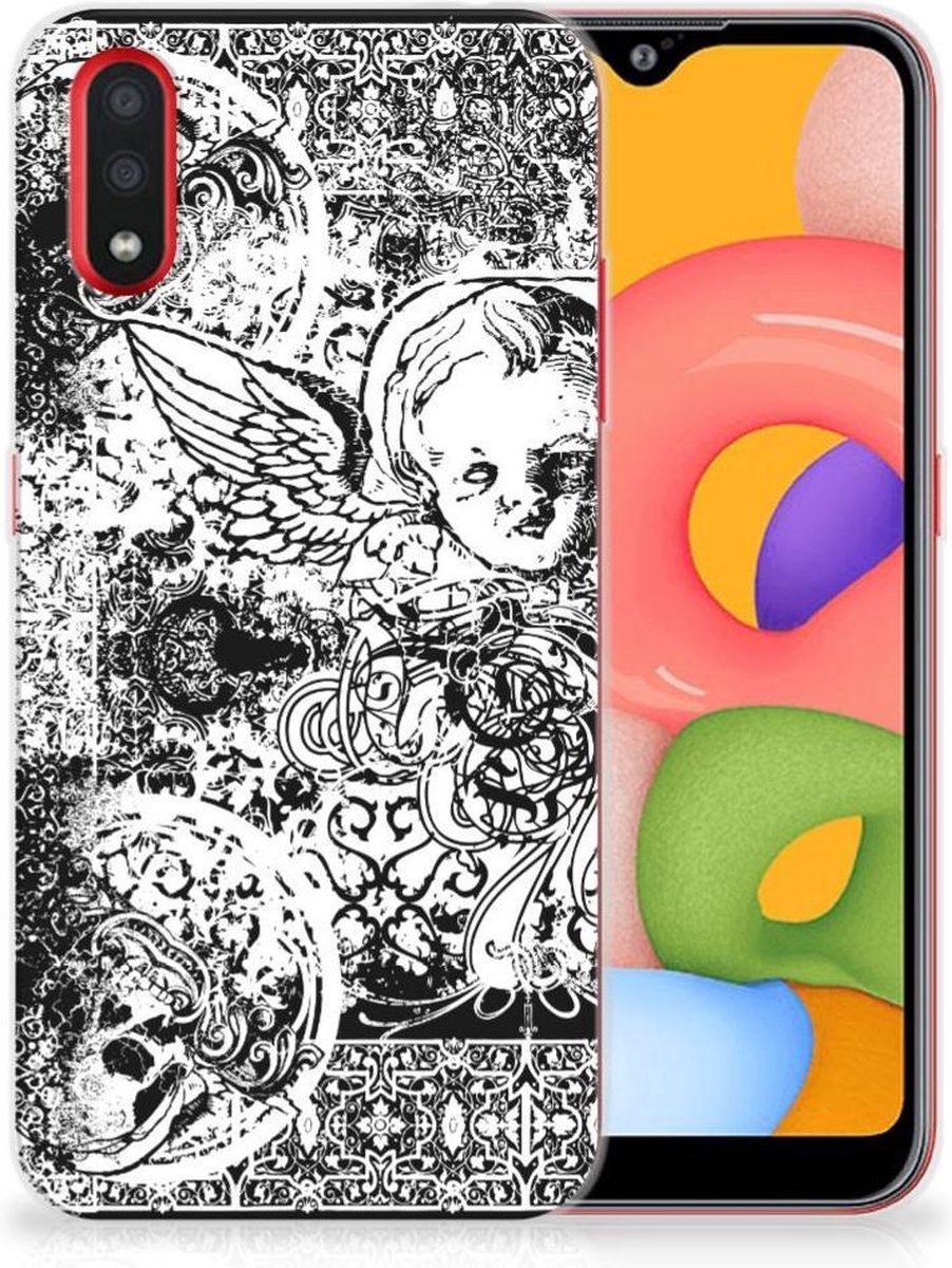 Silicone Back Case Samsung Galaxy A01 Skulls Angel