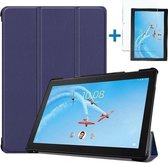 Lenovo Tab P10 Hoes - Tri-Fold Book Case + Screenprotector - Donker Blauw