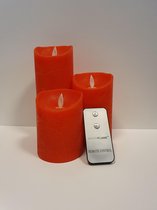 Waskaars rood Led set van 3 met afstandsbediening met bewegende vlam