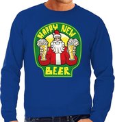 Grote maten foute Kersttrui / sweater - oud en nieuw / nieuwjaar trui - happy new beer / bier - blauw voor heren - kerstkleding / kerst outfit 4XL (60)