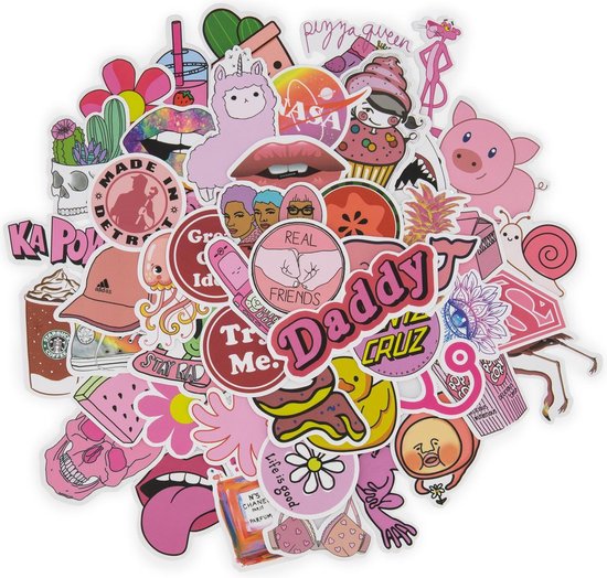 Commissie hun Weg Vsco girl Stickers-Mix van 50 coole stickers voor laptop, telefoon,  waterfles,... | bol.com